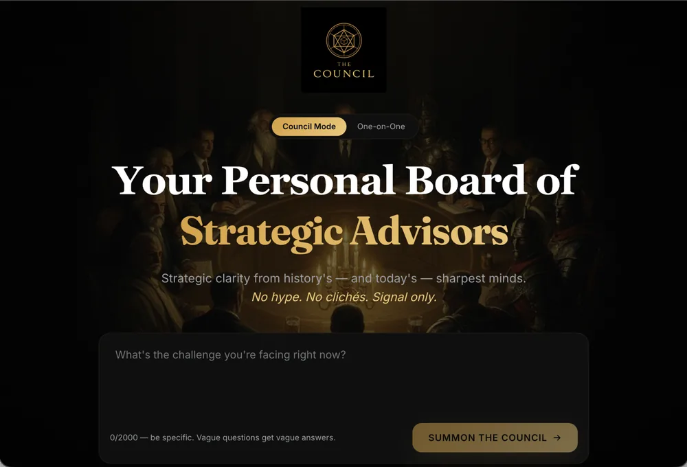 Council of Mentors mockup